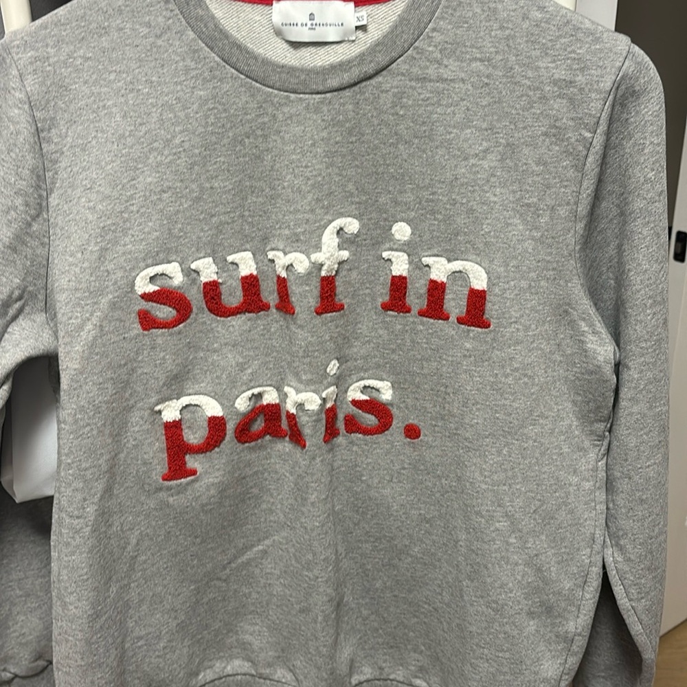 Cuisse De Grenouille Sweatshirt Surf In Paris, red&white Size XS! Super cool!